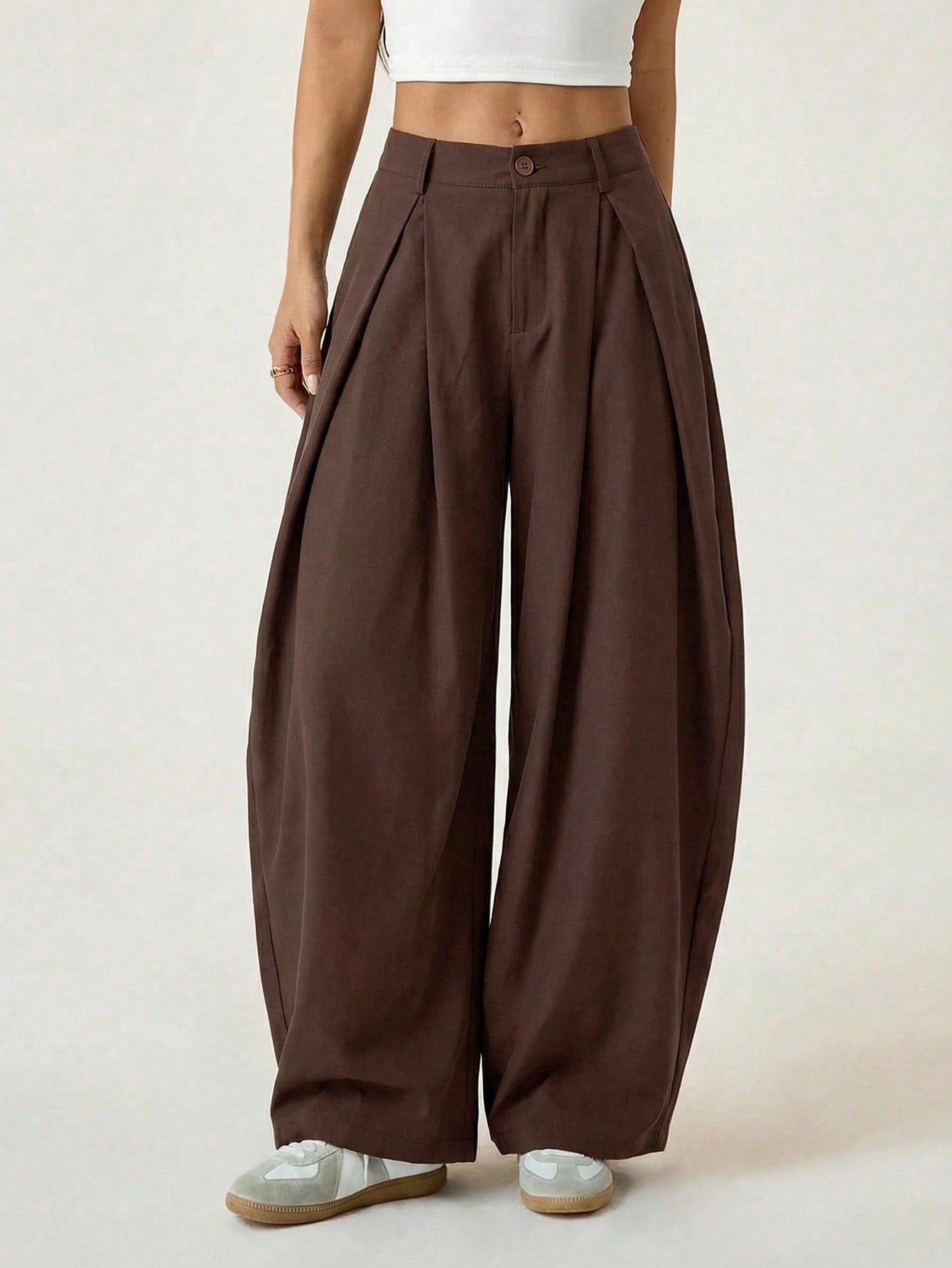 MAYFAIR Breathable Wide Leg Trousers in Brown