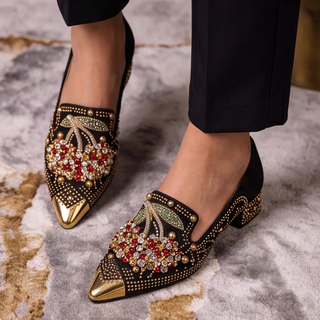 Cerise Crystal Cherry Heels