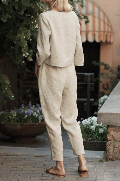 100% Cotton Linen Monochrome 2 Piece Set