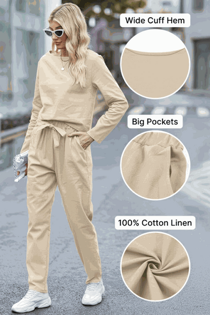 100% Cotton Linen Monochrome 2 Piece Set