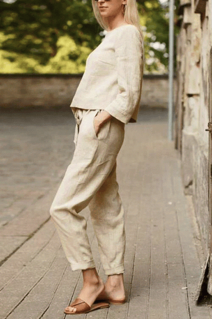 100% Cotton Linen Monochrome 2 Piece Set