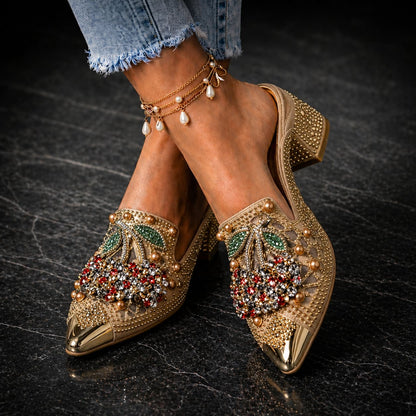 Cerise Crystal Cherry Heels