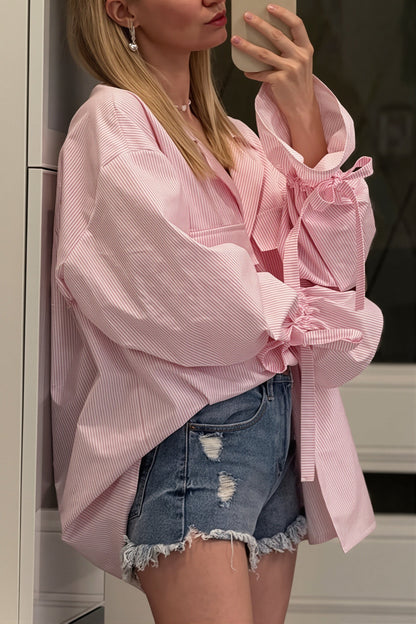 MAYFAIR Riviera — Striped Ruffle Sleeve Blouse