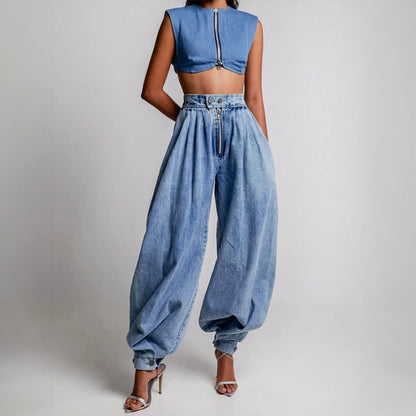 High Waist Denim Balloon Jeans