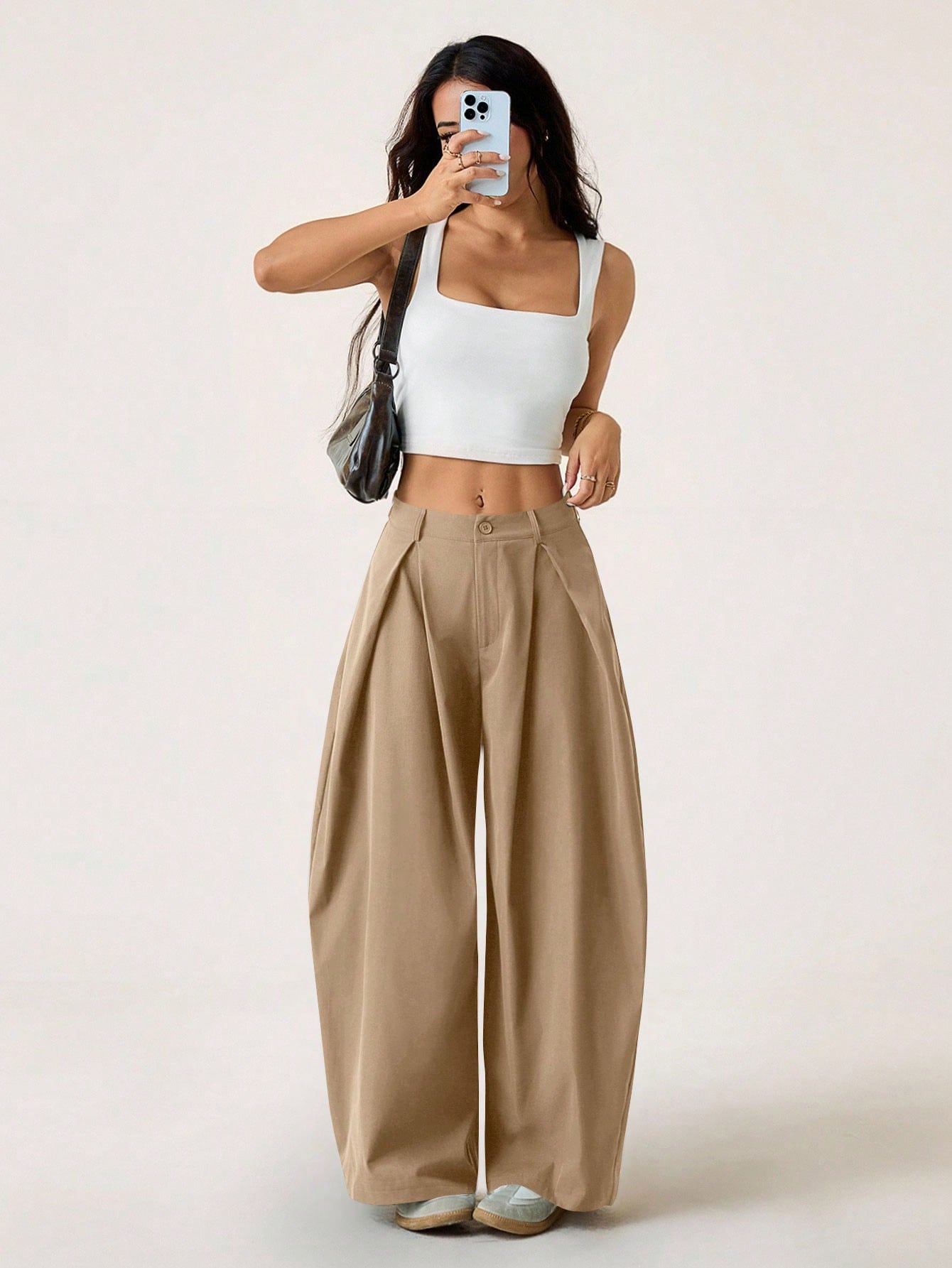MAYFAIR Breathable Wide Leg Trousers in Khaki