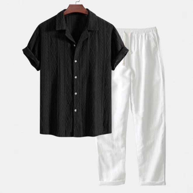 MAYFAIR Summer Casual Shirt - Black-White - 3XL