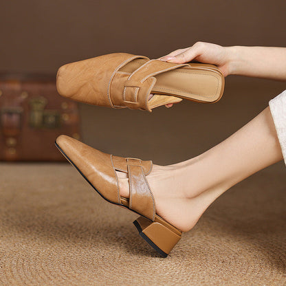 Aya Genuine Leather Mules