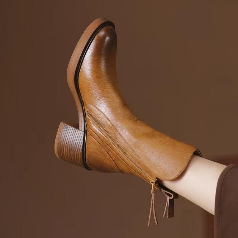Monroe Leather Zip Ankle Boots