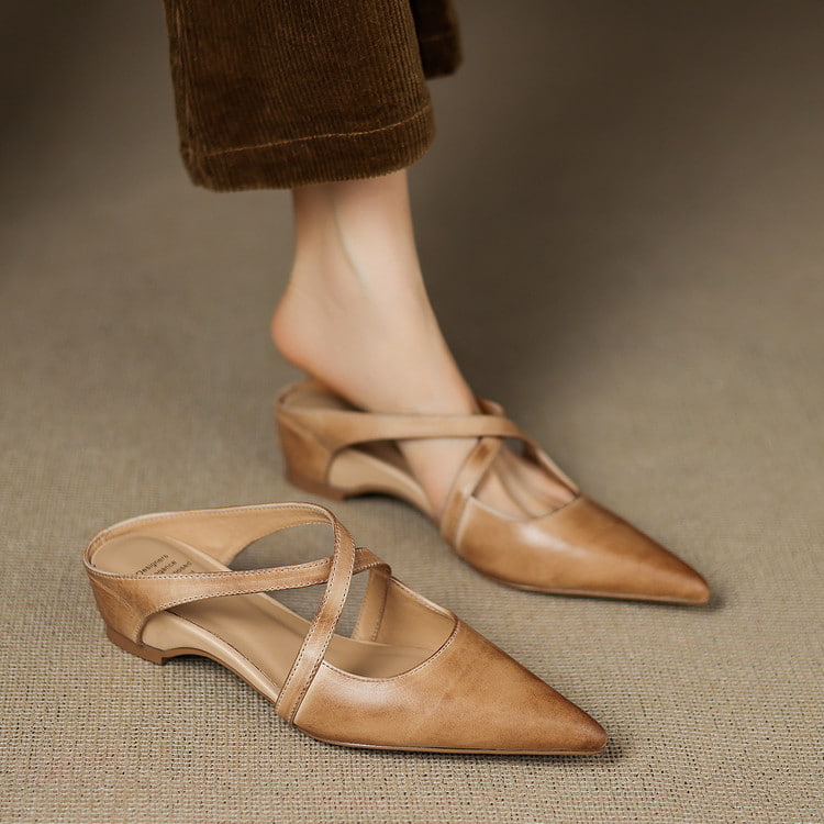 Margot Cross-Strap Leather Mule