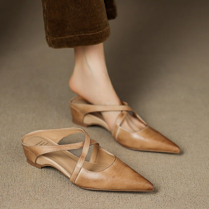 Margot Cross-Strap Leather Mule