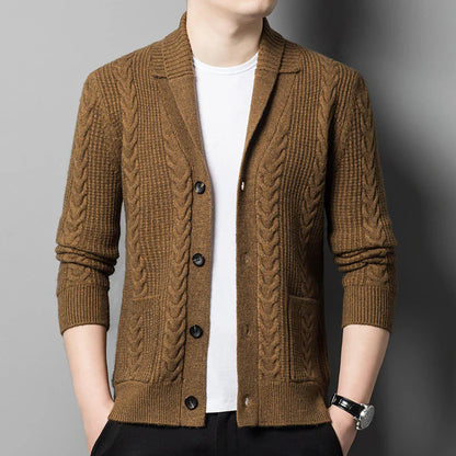 Château Côte Jacquard Knit Cardigan