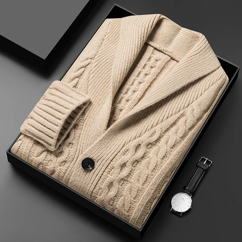 Château Côte Jacquard Knit Cardigan
