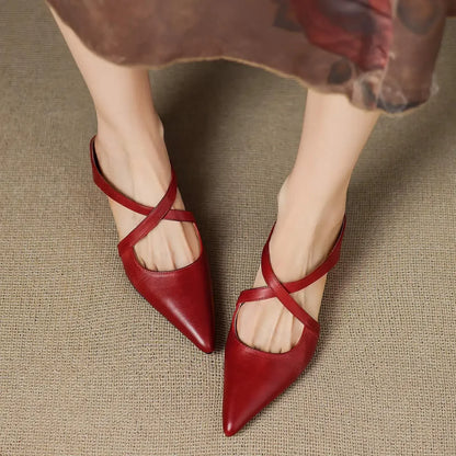 Margot Cross-Strap Leather Mule
