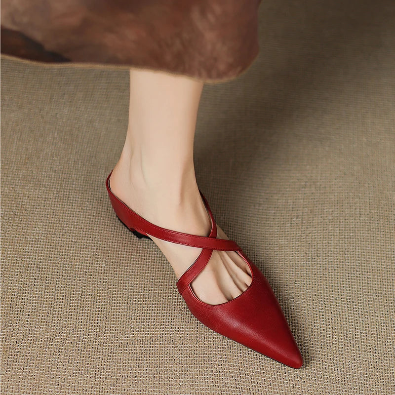 Margot Cross-Strap Leather Mule