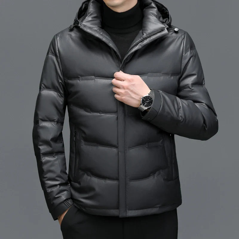 Belmont Genuine Leather Duck Down Jacket