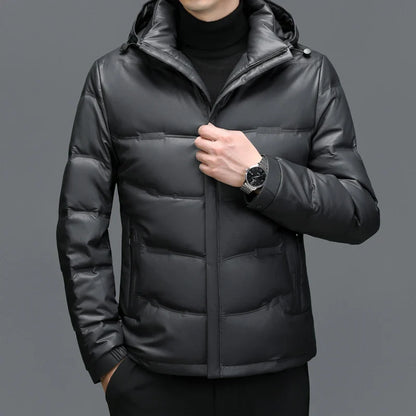 Belmont Genuine Leather Duck Down Jacket
