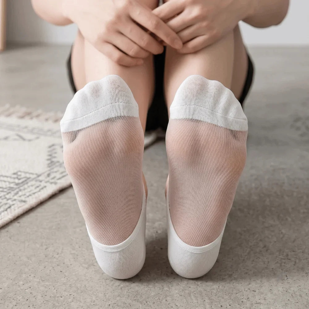 Invisible Breathable Cotton Sheer No-Slip Socks