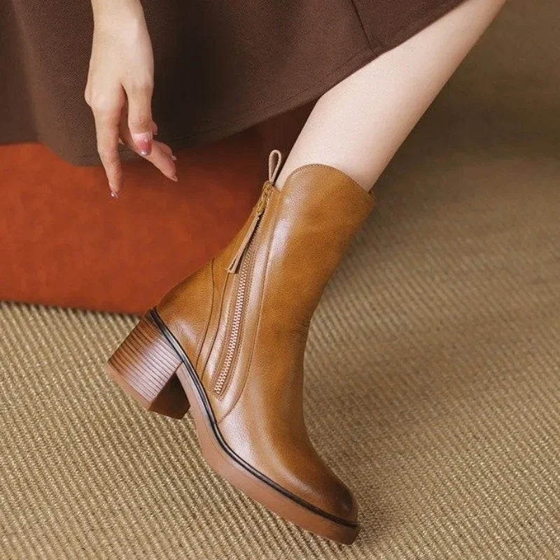 Monroe Leather Zip Ankle Boots