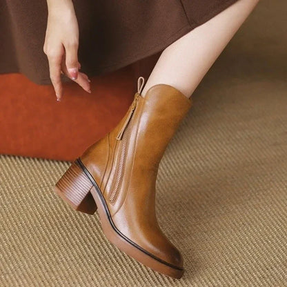 Monroe Leather Zip Ankle Boots