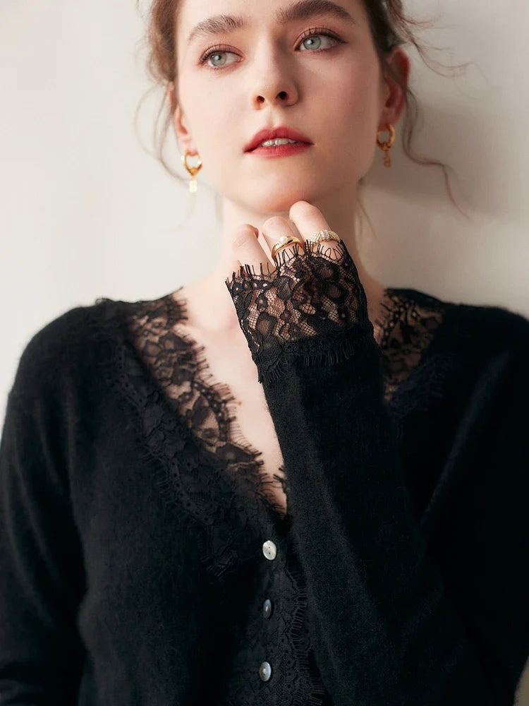 Charlotte Lace Cashmere Cardigan