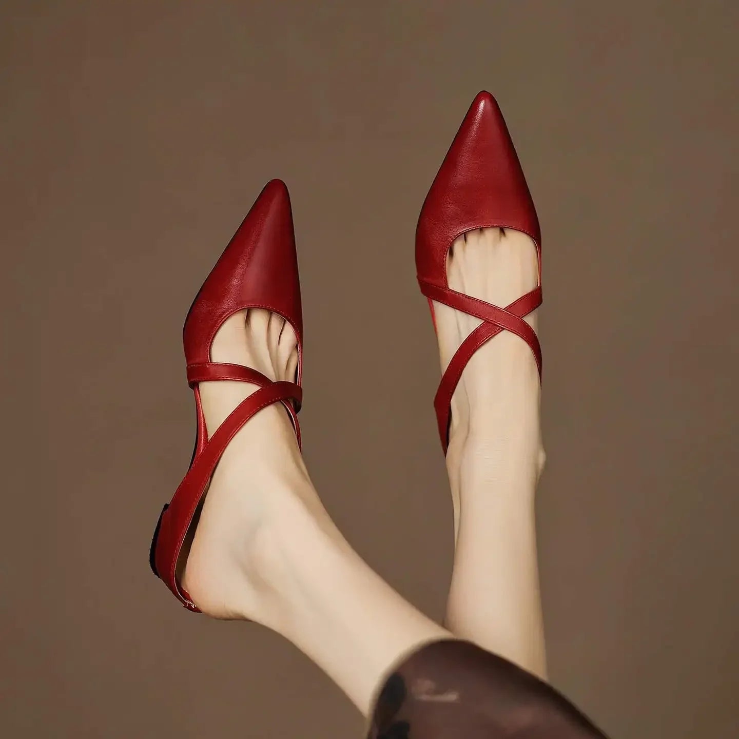Margot Cross-Strap Leather Mule