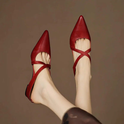 Margot Cross-Strap Leather Mule