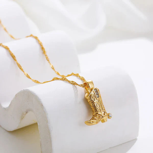 Rhinestone Country Boot Necklace