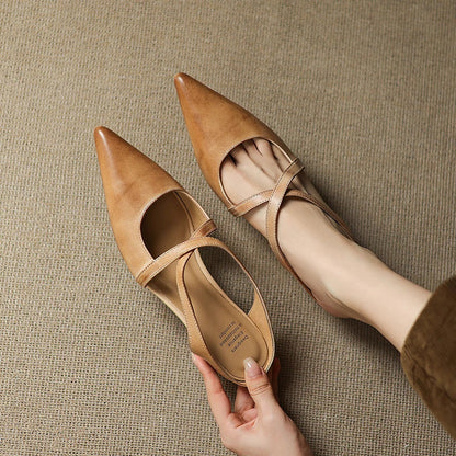 Margot Cross-Strap Leather Mule