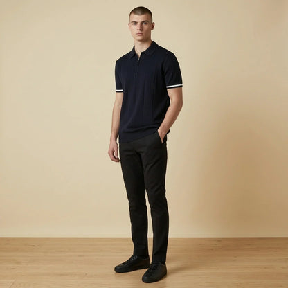 Amalfi Tipped Cuff Zip Polo