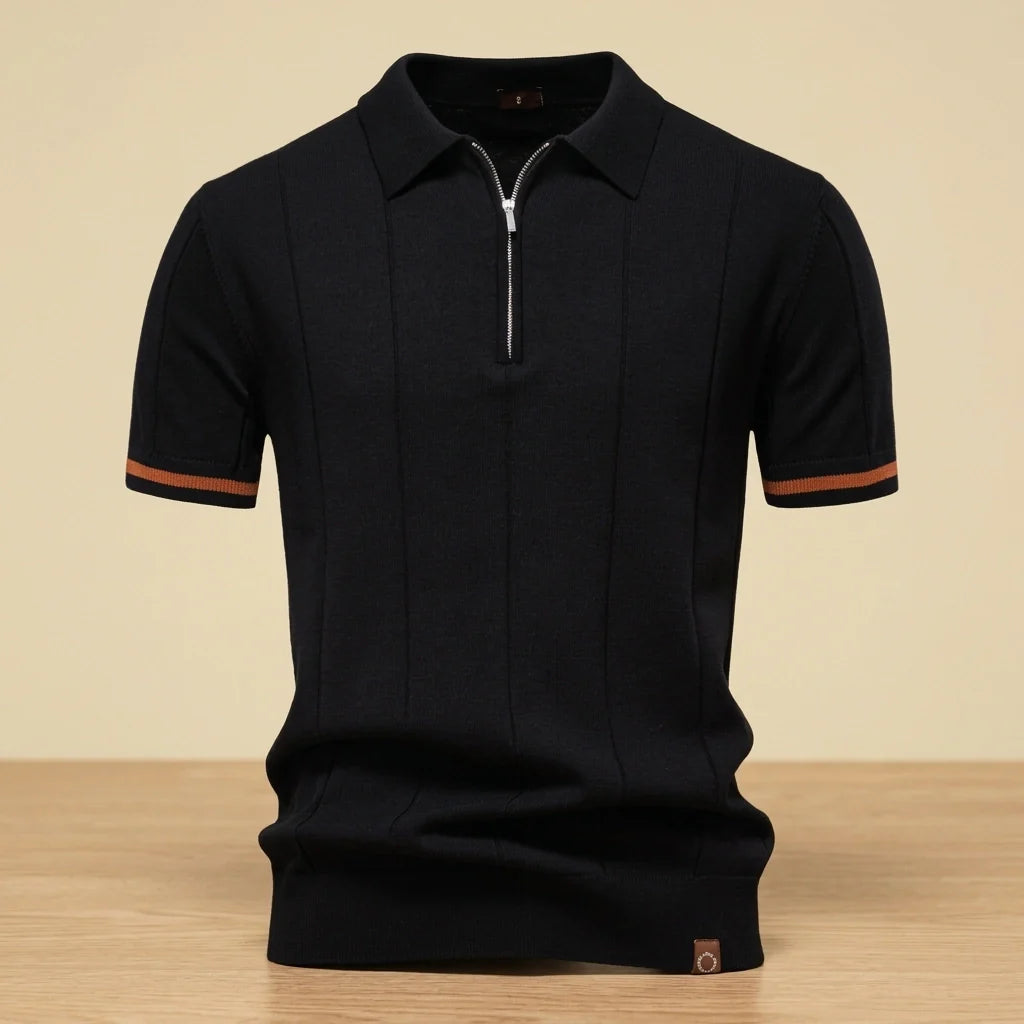 Amalfi Tipped Cuff Zip Polo