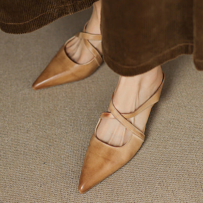 Margot Cross-Strap Leather Mule