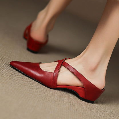 Margot Cross-Strap Leather Mule