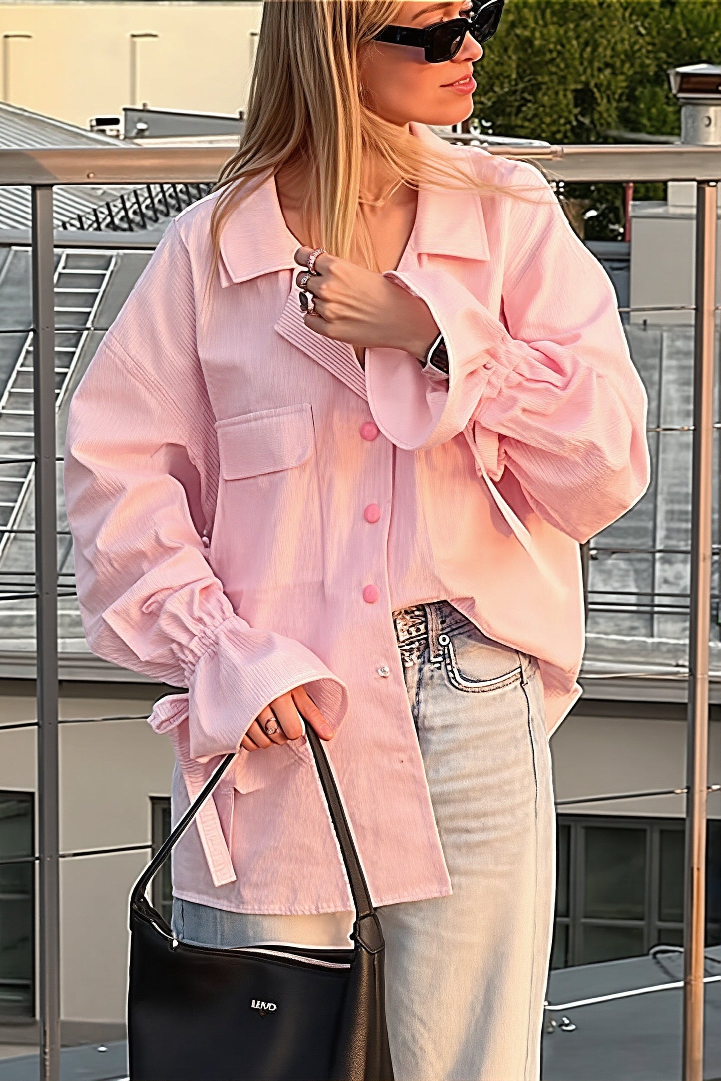 MAYFAIR Riviera — Striped Ruffle Sleeve Blouse