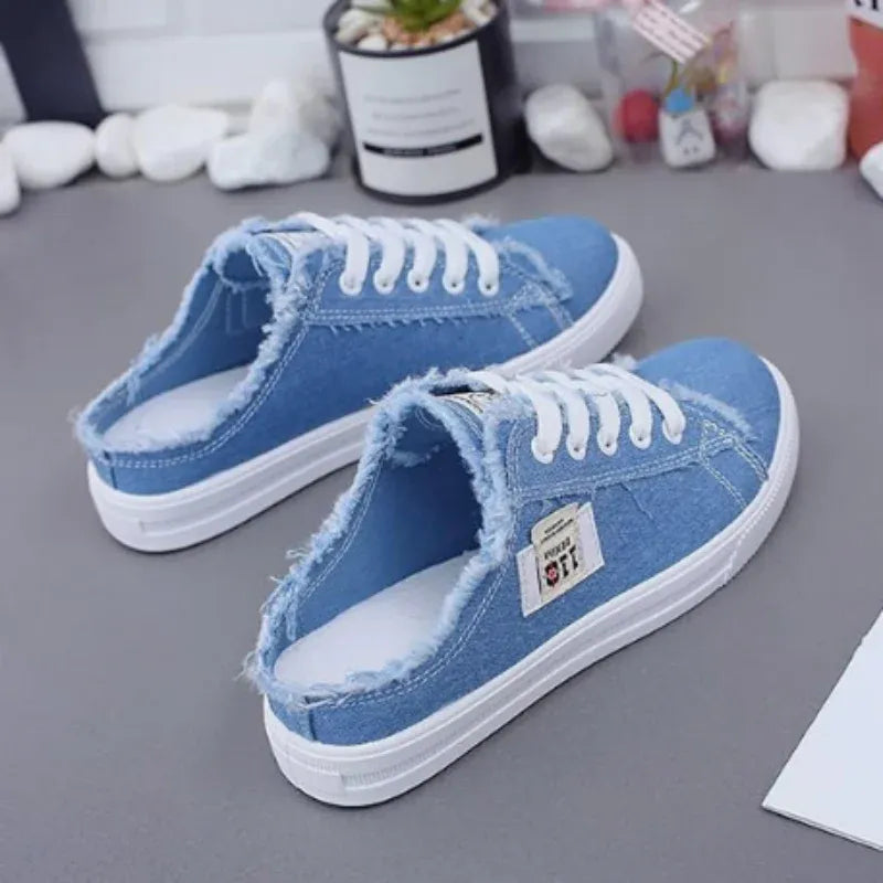 MAYFAIR Frayed Denim Mule Sneakers